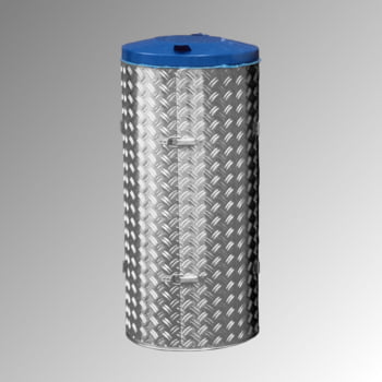 Abfallbehälter aus Edelstahl u. Alu-Duett-Blech - Inh. 120 l - Deckelfarbe blau Abfallbehälter aus Edelstahl u. Alu-Duett-Blech - Inh. 120 l - Deckelfarbe blau