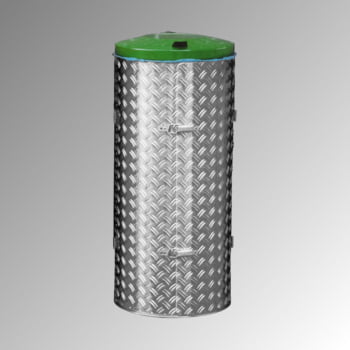 Abfallbehälter aus Edelstahl u. Alu-Duett-Blech - Inh. 120 l - Deckelfarbe grün Abfallbehälter aus Edelstahl u. Alu-Duett-Blech - Inh. 120 l - Deckelfarbe grün
