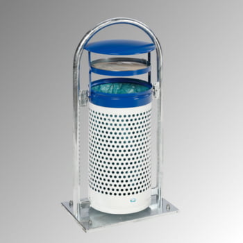 Abfallbehälter mit Ascher - 65 l - für Außeneinsatz - 580x380x1280mm - blau/weiß Abfallbehälter mit Ascher - 65 l - für Außeneinsatz - 580x380x1280mm - blau/weiß