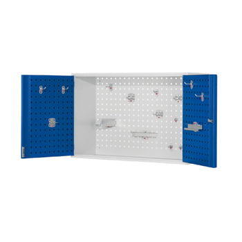 Hängeschrank, Werkzeugschrank - (HxBxT) 620x920x335 mm - Lochwände - lichtgrau (RAL 7035) Hängeschrank, Werkzeugschrank - (HxBxT) 620x920x335 mm - Lochwände - lichtgrau (RAL 7035)