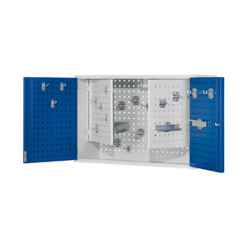 Werkzeugschrank,(HxBxT) 620x920x335mm - 4 Türen mit Lochwänden - enzianblau (RAL 5010) Werkzeugschrank,(HxBxT) 620x920x335mm - 4 Türen mit Lochwänden - enzianblau (RAL 5010)