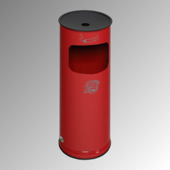 Abfallsammler - schwarzer Ascheraufsatz - rund - Volumen 17 l - 610 x 250 x 250 mm (HxBxT) - feuerrot Abfallsammler - schwarzer Ascheraufsatz - rund - Volumen 17 l - 610 x 250 x 250 mm (HxBxT) - feuerrot
