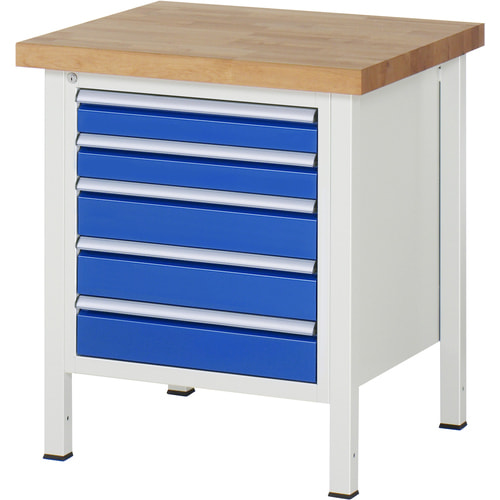 Werkbank mit Schubladen, Vollauszug, höhenverstellbar 840-1.040 mm, 750 x 700 mm (BxT)