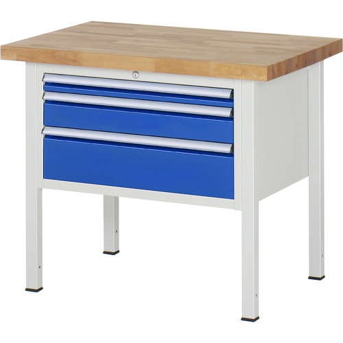 Werkbank mit XL Schubladen, Vollauszug, höhenverstellbar 840-1.040 mm, 1.000 x 700 mm (BxT)