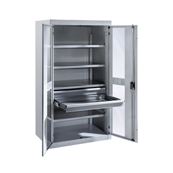 Schwerlastschrank - 1950x1100x641 mm - Vollblech-Flügeltüren - grau