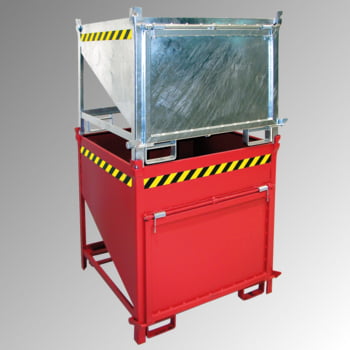 Schüttgutbehälter - Silobehälter - 1.000 l, 1.500kg - Farbe lichtblau, stirnseitige Klappe, Einfahrtaschen für Gabelstapler Schüttgutbehälter - Silobehälter - 1.000 l, 1.500kg - Farbe lichtblau, stirnseitige Klappe, Einfahrtaschen für Gabelstapler