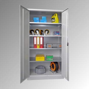Stahlschrank - Vollblechtür - Zylinderschloss - 4 Einlegeböden - 1.950x1.000x500 mm (HxBxT) - lichtgrau Stahlschrank - Vollblechtür - Zylinderschloss - 4 Einlegeböden - 1.950x1.000x500 mm (HxBxT) - lichtgrau